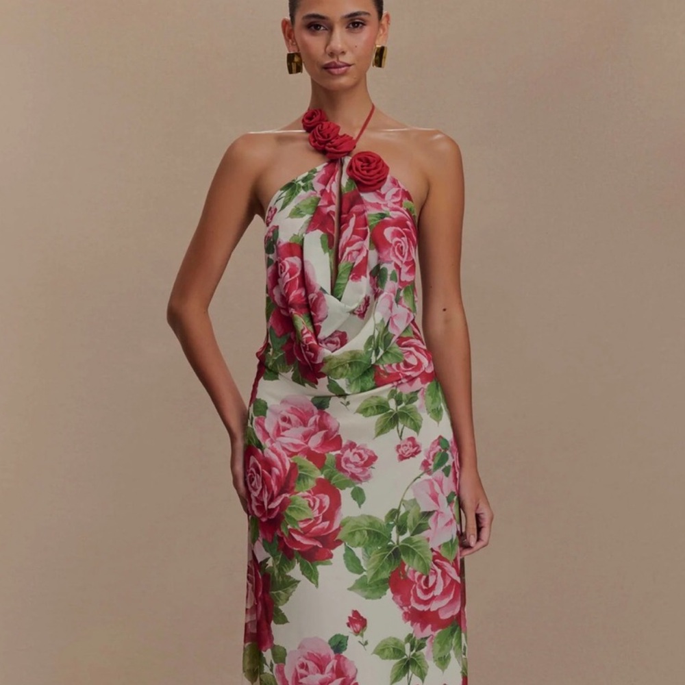 Floral Halter Neck Mini Dress